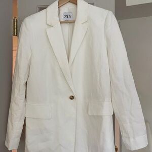 Zara White Linen Blazer, size XS